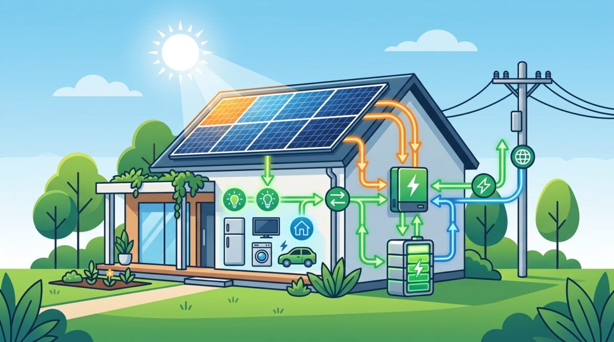 híbrido energia solar com baterias